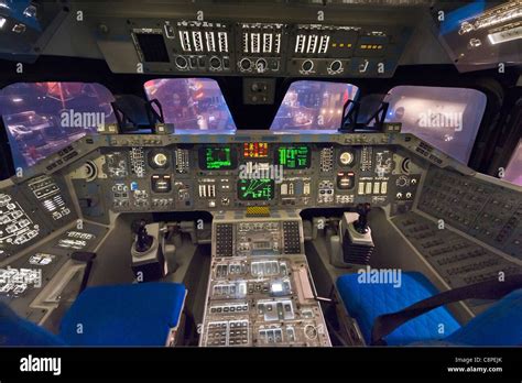 Mock Up Of The Flight Deck Of The Space Shuttle Orbiter Vehicle