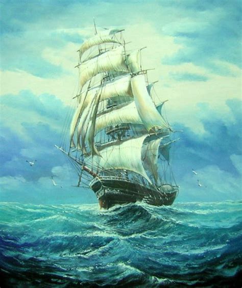 Ocean Sea Boat Oil Painting She Liked To Paint Ship Paintings
