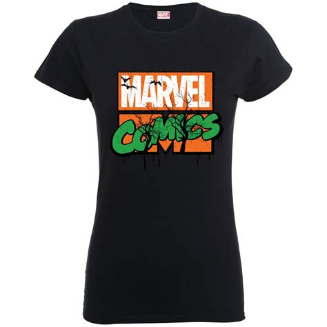 Best place to buy anime merch uk. Marvel Women's Comics Halloween Logo Shirt - Black ...