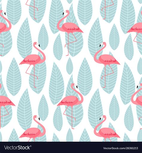 Colorful Pink Flamingo Seamless Pattern Background