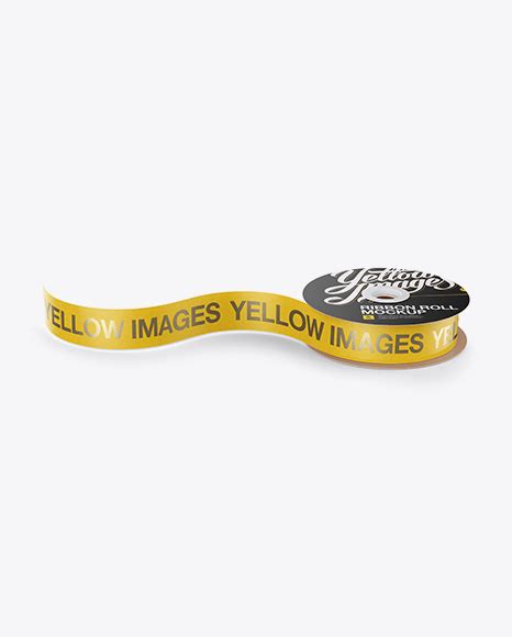 printed ribbon roll mockup high angle shot  object mockups  yellow images object mockups