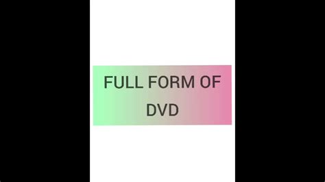 Full Form Of Dvd Shorts Fullform Commonfullforms Youtube