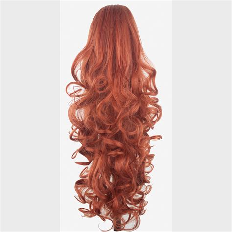 Ponytail Clip In Hair Extensions Copper 350 Reversible 4 Styles Claw Clip