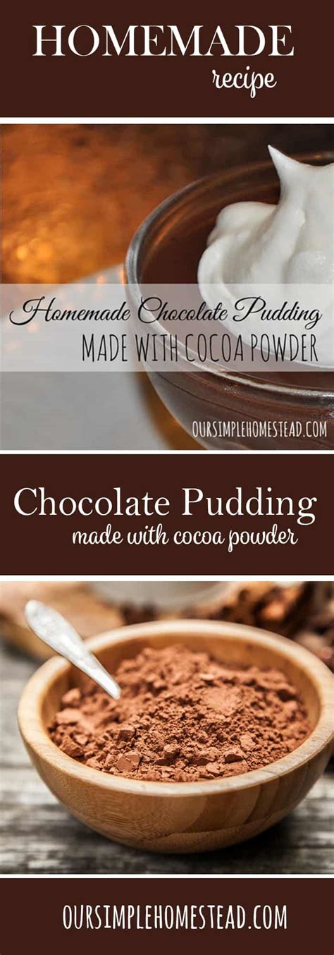 Combine butter, cocoa powder, sugar, and water in a pan over low heat. Homemade Chocolate Pudding with Cocoa Powder
