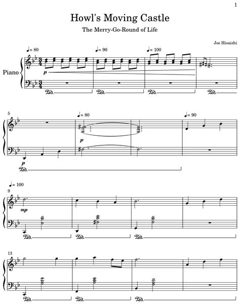 Howls Moving Castle Sheet Music For Piano