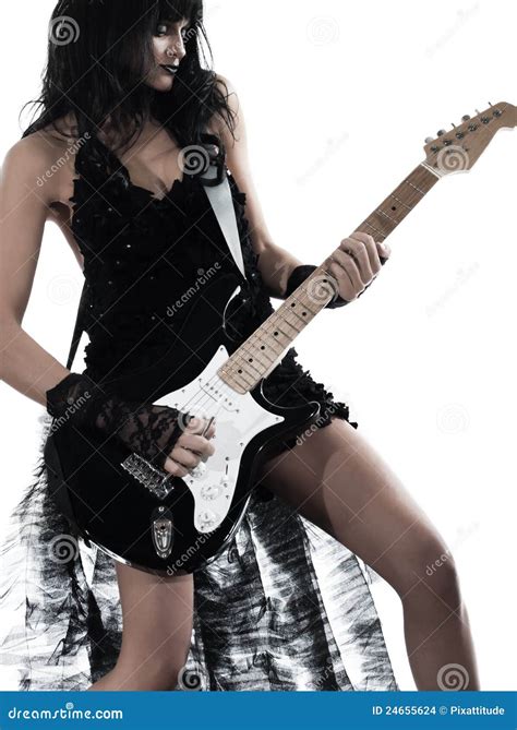Woman Playing Electric Guitar Player Stock Photo Image 24655624