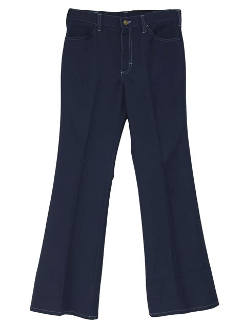 Retro 70s Bellbottom Pants Lee 70s Lee Mens Navy Blue Polyester
