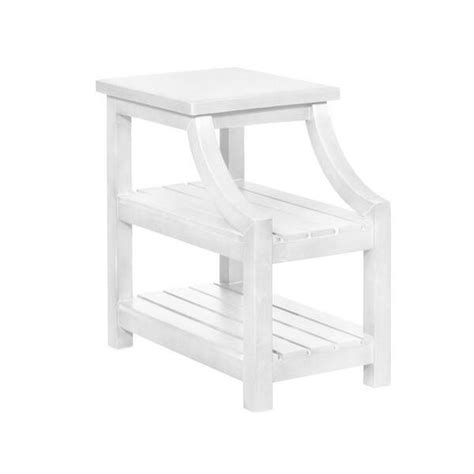 Benjara 24 In White Square Wood End Table With 2 Slatted Shelves