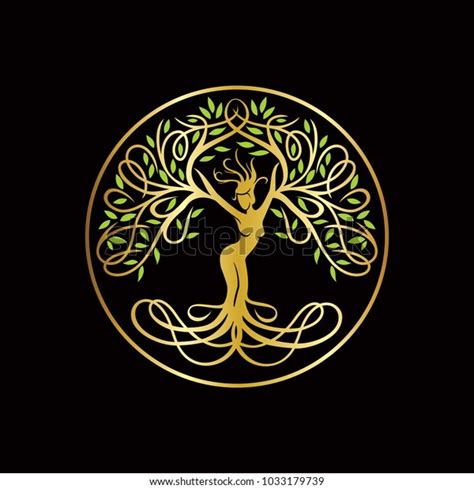 A mascot logo of a woman with her hairs looks like a leaves. Goddess Tree Logo Template Stock Vector (Royalty Free ...