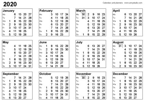 2020 Calendar Ireland With Week Numbers