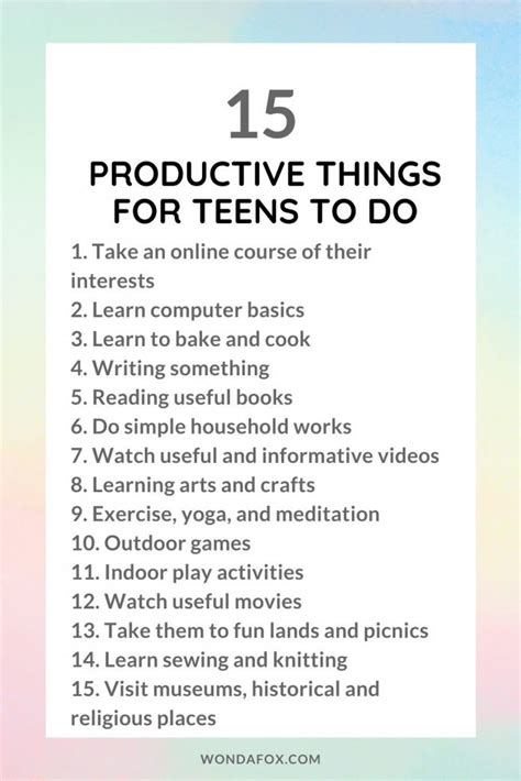 15 Productive Things For Teens To Do Wondafox