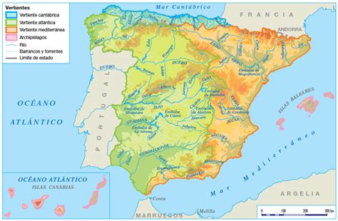 Mapa De Las Vertientes Hidrograficas De Espana Mapa Fisico Images