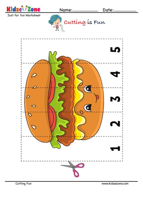 Cutting And Pasting Activity With A Burger Kidzezone