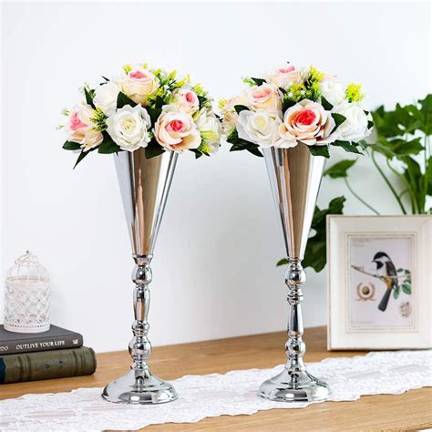 Wedding Flower Trumpet Vase Table 210 Pcs Gold Silver Tabletop Metal