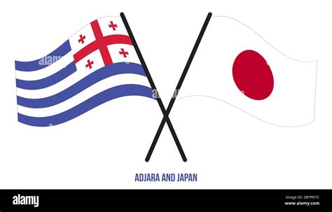 Adjara And Japan Flags Crossed And Waving Flat Style Official