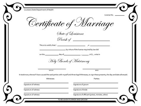Example Marriage Certificate And Facts