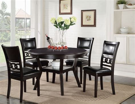 Table + 6 chairs 77. 5 Pcs Gia Ebony Round Dining Table Set from New Classic ...