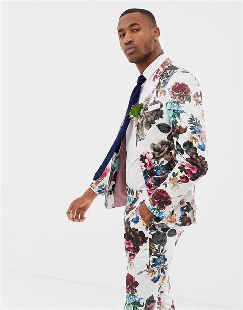 Whatever your day or special occasion throws at you, australia's favourite retailer of skinny, slim & regular fits for men are sure to make an. ASOS Cotton Wedding Skinny Suit Jacket With Floral Print ...
