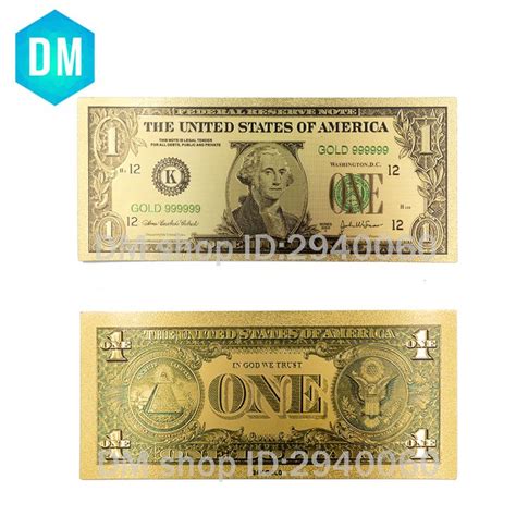 1928 Year Colorful Usa Banknotes 1 Dollar Bills Bank Note In 24k Gold Plated Fake Currency Money