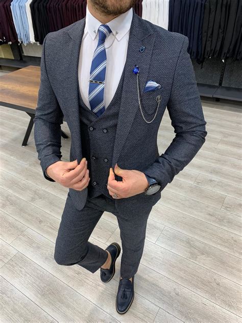 Buy Navy Blue Slim Fit Suit By With Free Shipping