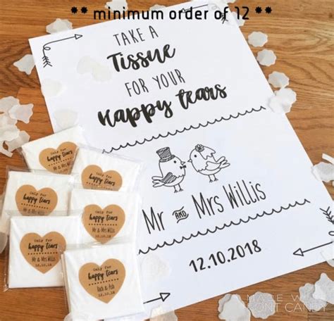 Happy Tears Wedding Favours Personalised Wedding Tissues Etsy