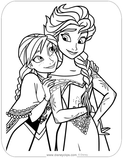 Printable coloring pages of anna and elsa from disney's frozen and frozen 2, available in png and pdf format! Disney's Frozen Coloring Pages | Disneyclips.com