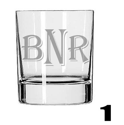 4 Personalized Rocks Glasses Deep Etched Straight Sided Rocks Glass Whiskey Glass Initialed