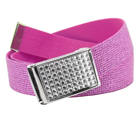 Girls School Uniform Belt Sparkly Crystal Easy Clamp Buckle With Canvas