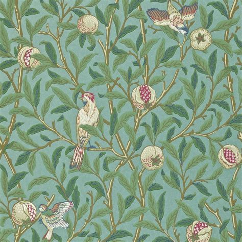 Bird And Pomegranate Wallpaper Turquoisecoral Darw212538 William