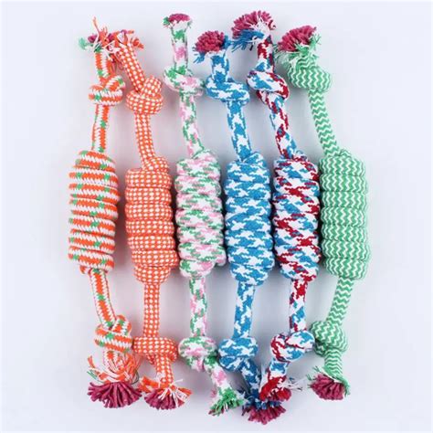 1 Pc Puppy Dog Pet Toy Cotton Braided Bone Rope Chew Knot Chewing And