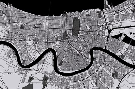 Bernard to the east plaquemines to the south and jefferson to the south and west. Map Of The City Of New Orleans, Louisiana, USA Stock ...