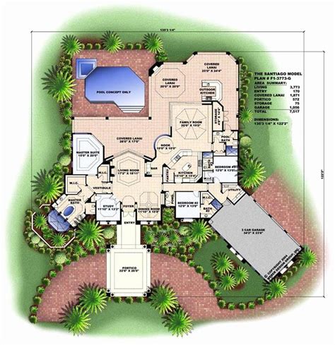 Tuscan Mediterranean House Plans Two Story Caribbean New First Floor