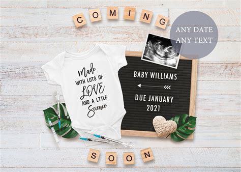 Personalized Digital Gender Neutral Pregnancy Announcement For Social