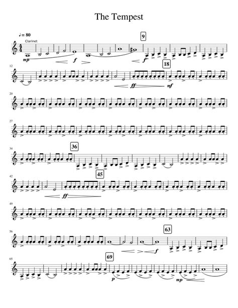 The Tempest Sheet Music For Clarinet In B Flat Solo