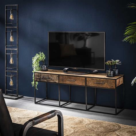 Mange debout rectangulaire bois recyclé 120×80 brisbane en. Meuble tv bois recyclé brut acier 3 tiroirs WELLINGTON ...