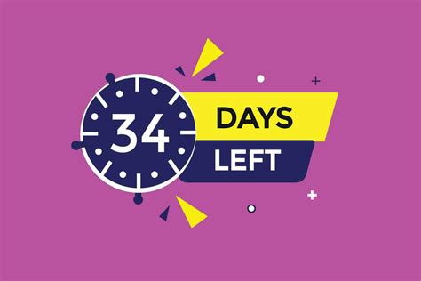 34 Days Left Countdown Template 34 Day Countdown Left Banner Label
