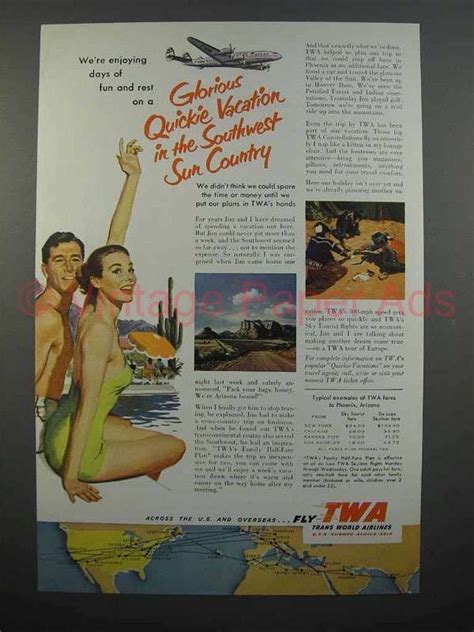 1953 twa airline ad quickie vacation in the southwest