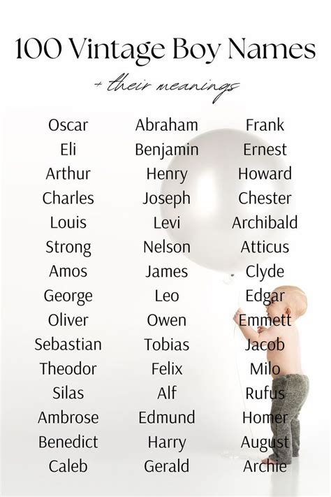 100 Classic And Rare Vintage Baby Boy Names With Meaning Vintage Boy