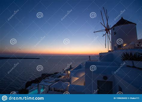 Beautiful Sunset Views In Santorini Island Cyclades Greece Stock
