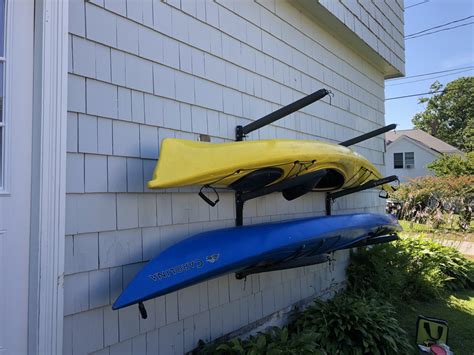 Outdoor Kayak Storage Rack Wall Mount Holds Kayaks Adjustable Organizer Kayak Storage