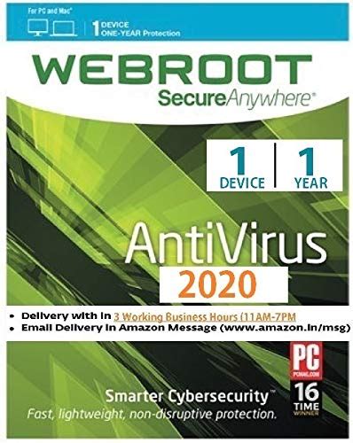 Webroot Secureanywhere Antivirus 2020 1 User 1 Year Amazon Message