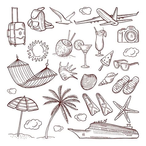 Premium Vector Summer Time Theme In Hand Drawn Style Doodles Icon