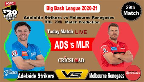Bbl 2021 Live Score Melbourne Renegades Vs Adelaide Strikers 29th
