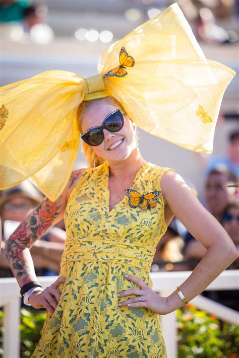 2015 hats contest finalist shows off her giant bow and butterfly ensemble women fashion lily