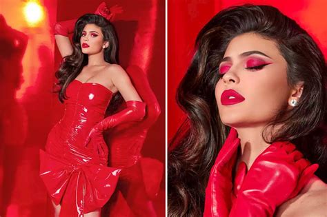 Kylie Jenner Says Shes Feeling Naughty As She Shows Off Her Curves In Red Pvc Dress