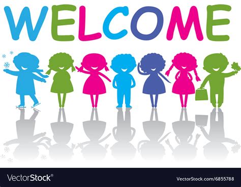Cartoon Silhouette Children Welcome Royalty Free Vector