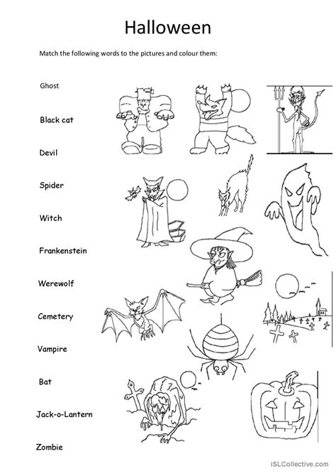 Halloween Matching And Colouring English Esl Worksheets Pdf And Doc
