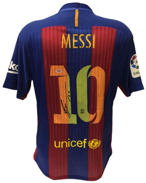 Lionel Messi Signed Nike Barcelona 2016 17 Home Jersey Inscribed Leo