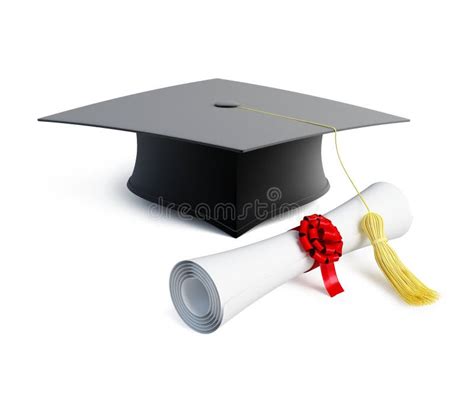Casquillo De Oro De La Graduación Con El Diploma Stock De Ilustración