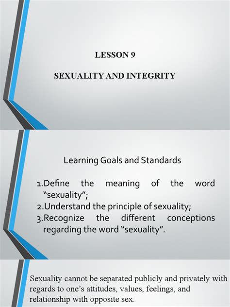 Lesson 9 Sexuality And Integrity Pdf Human Sexuality Marriage